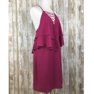 Ali & Jay Lace Flounce fuchsia Dress Medium NWT